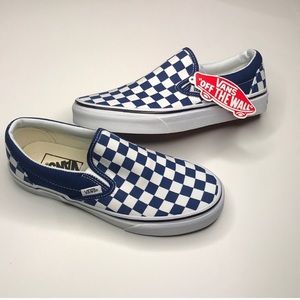 NIB Vans slipon, blue checks, women’s 6.5